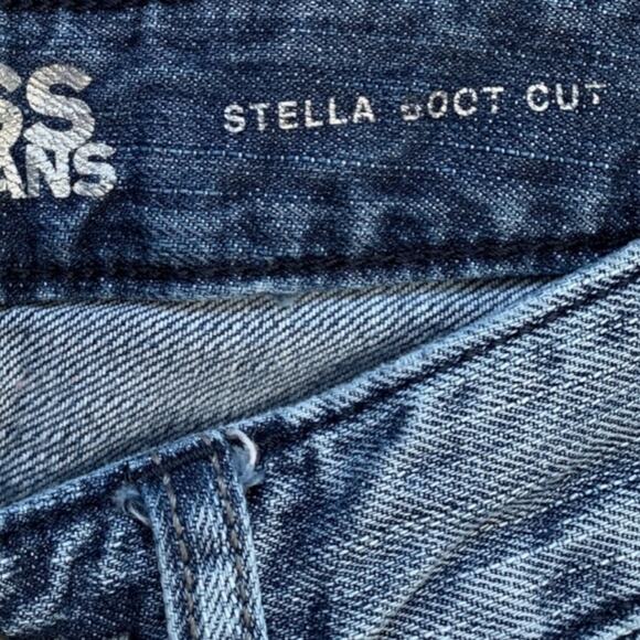 Y2K Express Stella Boot Cut Low Rise Studded Distressed Blue Jeans Medium Wash - Picture 10 of 14